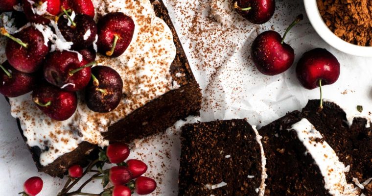 Chocolate Cherry Coconut Loaf Cake