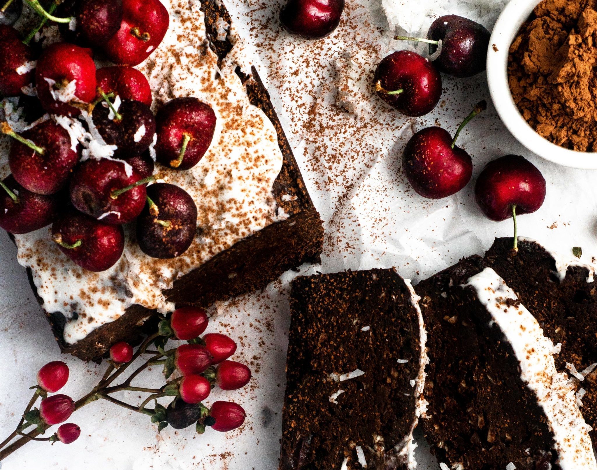 Chocolate Cherry Coconut Loaf Cake