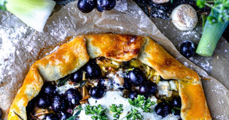 Grape, Leek, Burrata, & Goat Cheese Galette